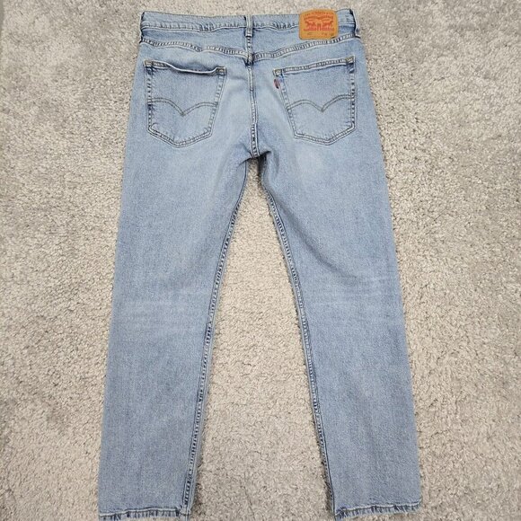 Levis 502 Jeans Men 36x32 (Fits 34x30) Blue Light Wash Tapered Mid Rise Denim - Picture 7 of 13